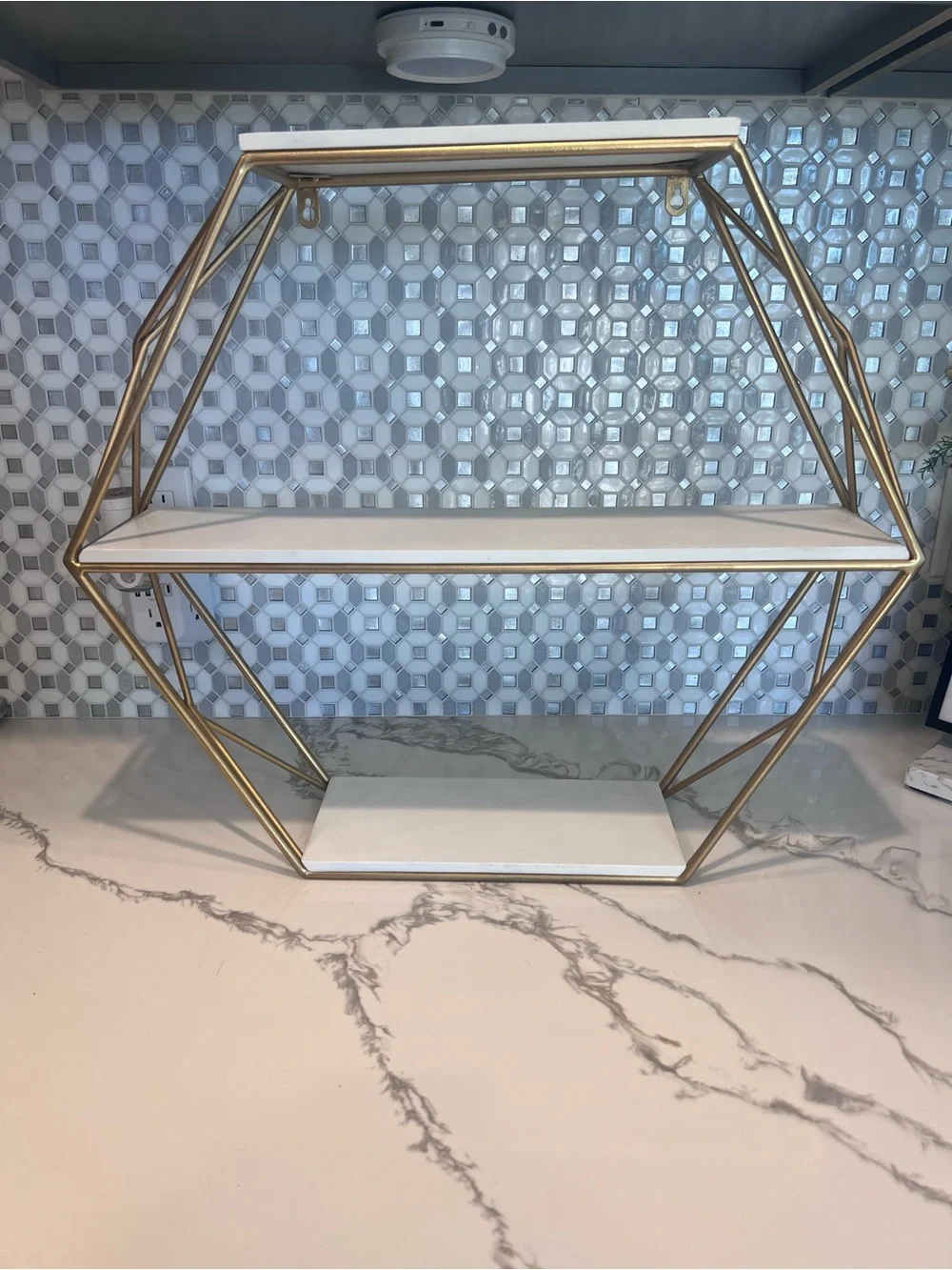 Hexagon Wood Metal Shelf 3-Tier Wall Hanging or Standing 21